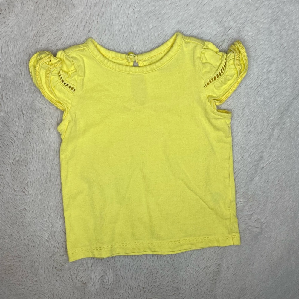 Janie and Jack yellow top with eyelet sleeves size 18-24 months